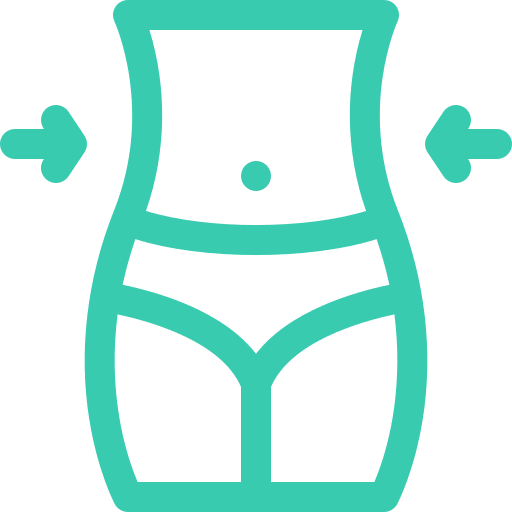 Icono de FYA representando la cirugía plástica , con una ilustración estilizada de una figura humana con cintura delgada, simbolizando los procedimientos de contorno corporal y liposucción ofrecidos por FYA